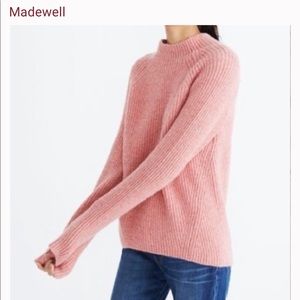 Madewell net mock neck pink sweater Xs